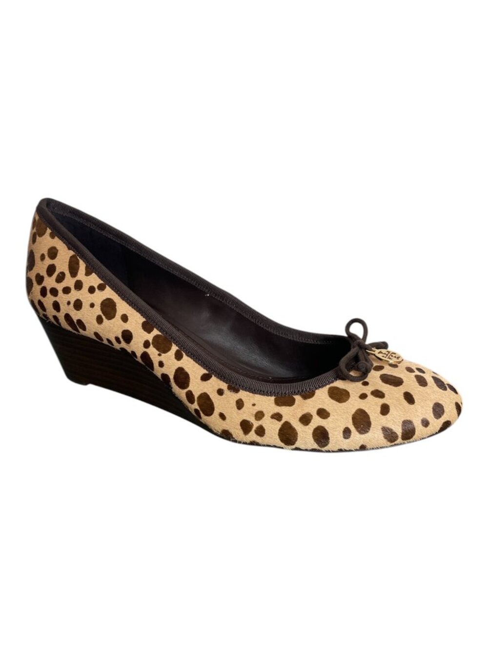 TORY BURCH Chelsea Animal Print Leopard Calf Hair Ballet Flats Wedges Slides 10